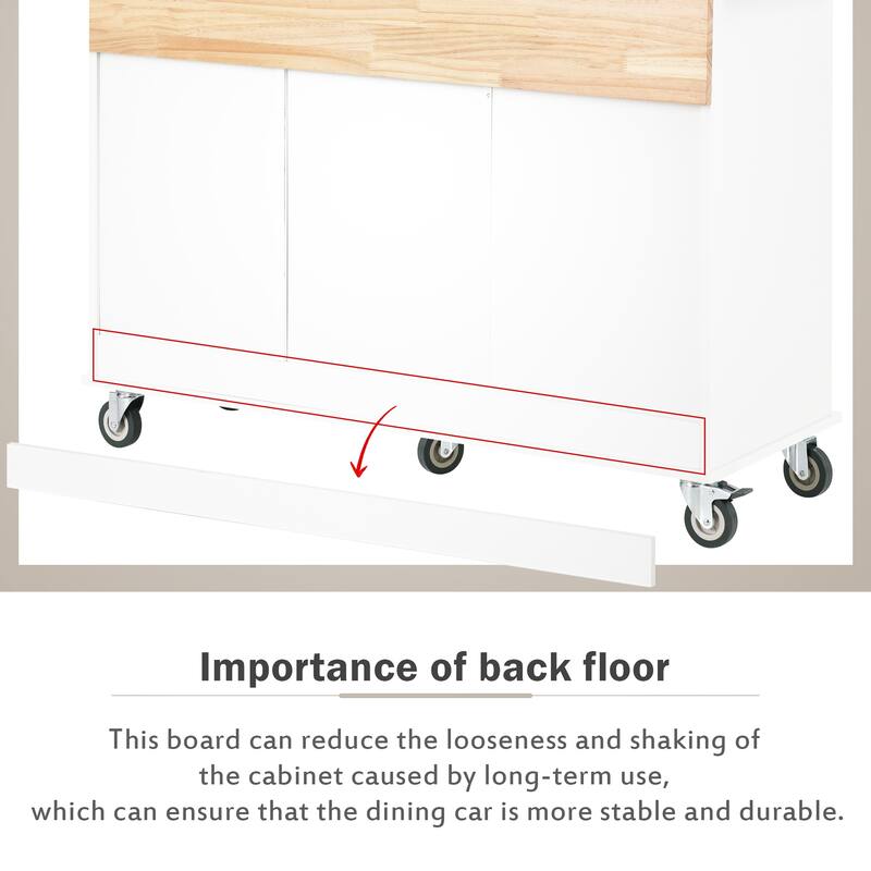 52.7 Inch Width Rolling Mobile Kitchen Island with Locking Wheels
