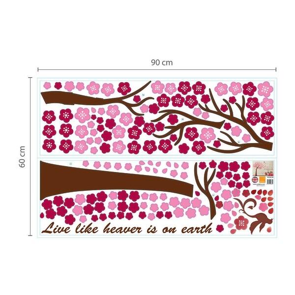 dimension image slide 2 of 3, Walplus Huge Pink Tree Classic Live Laugh Love Quote Home Wall Sticker
