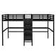 preview thumbnail 10 of 11, Black Twin Over Twin Loft Bed with Double Desk Wardrobe Shelves Power Outlet