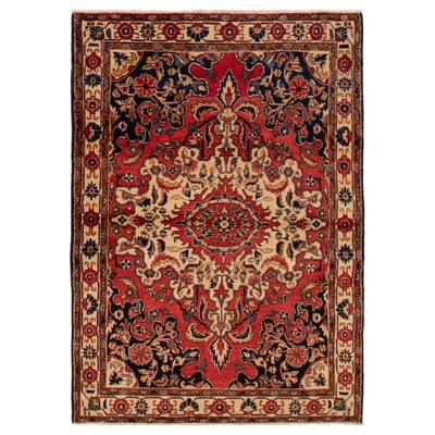 ECARPETGALLERY Hand-knotted Anatolian Vintage Red Wool Rug - 4'2 x 5'11