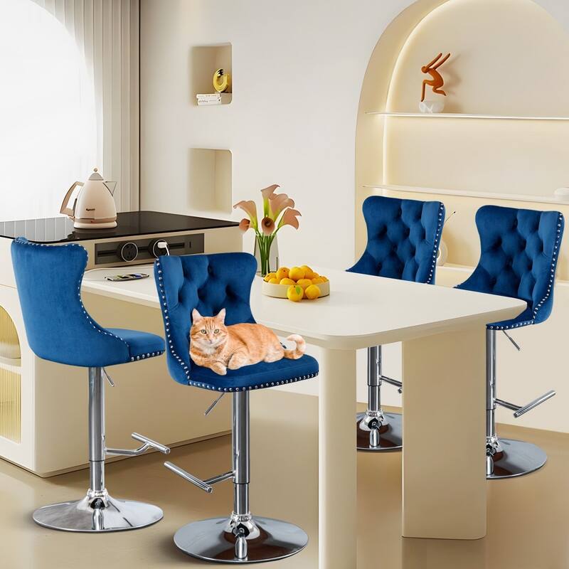 Swivel Foam Barstools Adjusatble Seat Set of 2