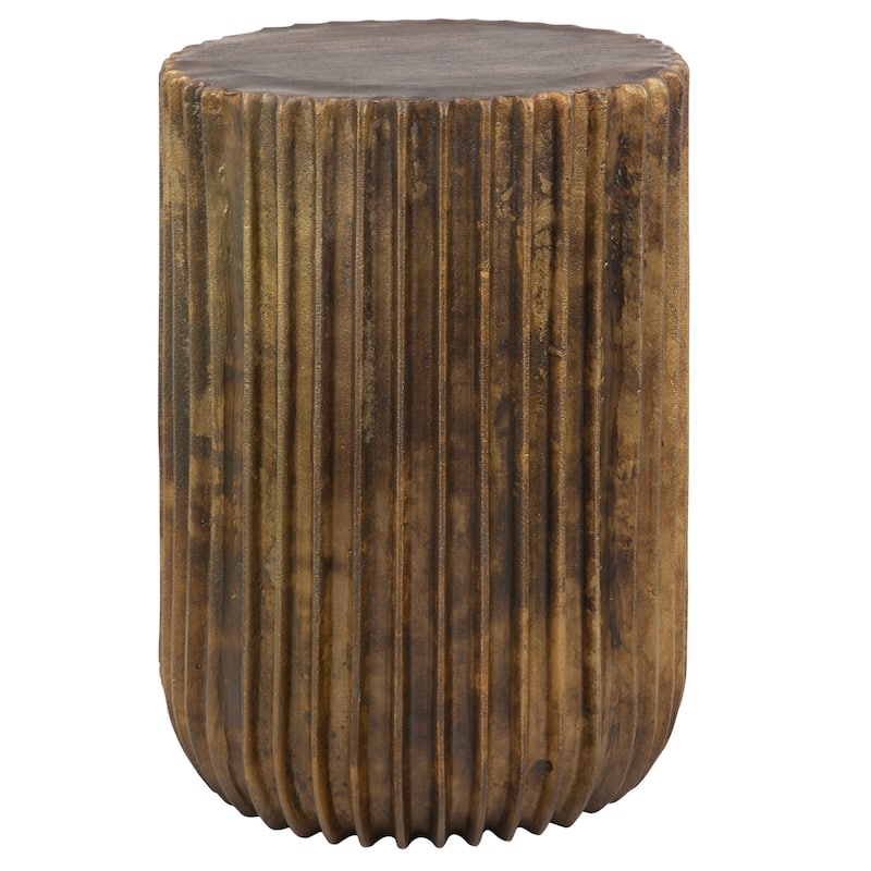 Round Top with Ridges Accent End Table - 20" - Gold