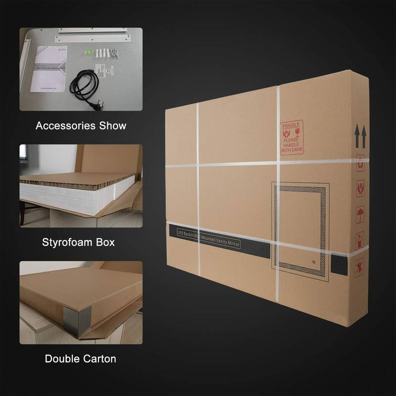 72" x 36" Rectangular Frameless Dimmable Wall Mounted LED Bathroom Vanity Mirror - 72''36''