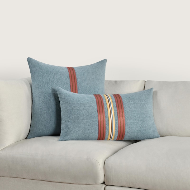 Villa by Classic Home Breton Blue Linen Blend Throw Pillow, Blue
