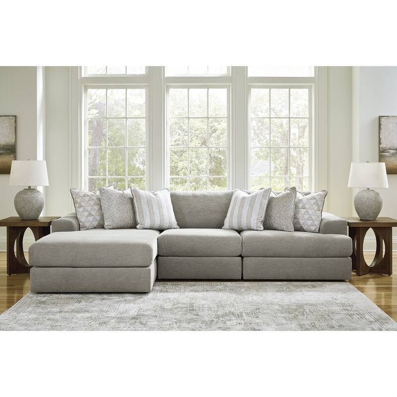 Signature Design by Ashley Avaliyah Gray 3-Piece Sectional with Chaise - 127" W x 68" D x 37" H