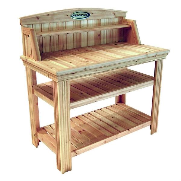 Shop Natural Cedar Wood Potting Bench Garden Work Table With