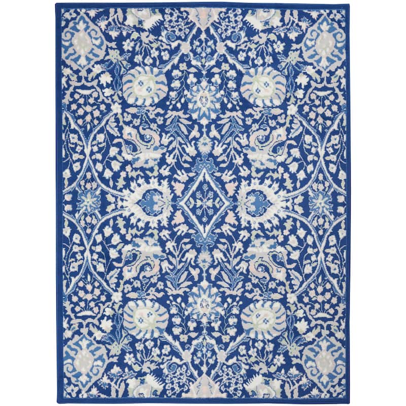 Nourison Whimsicle Modern Persian Floral Navy Ivory Area Rug