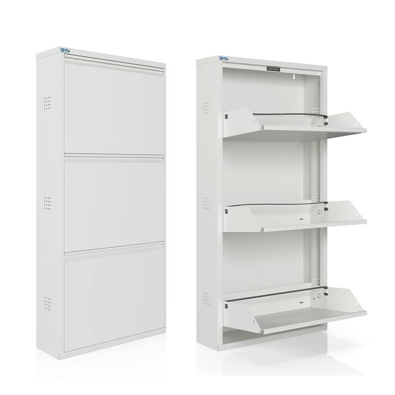 Antibacterial 3 Tier metal shoe cabinet side holes
