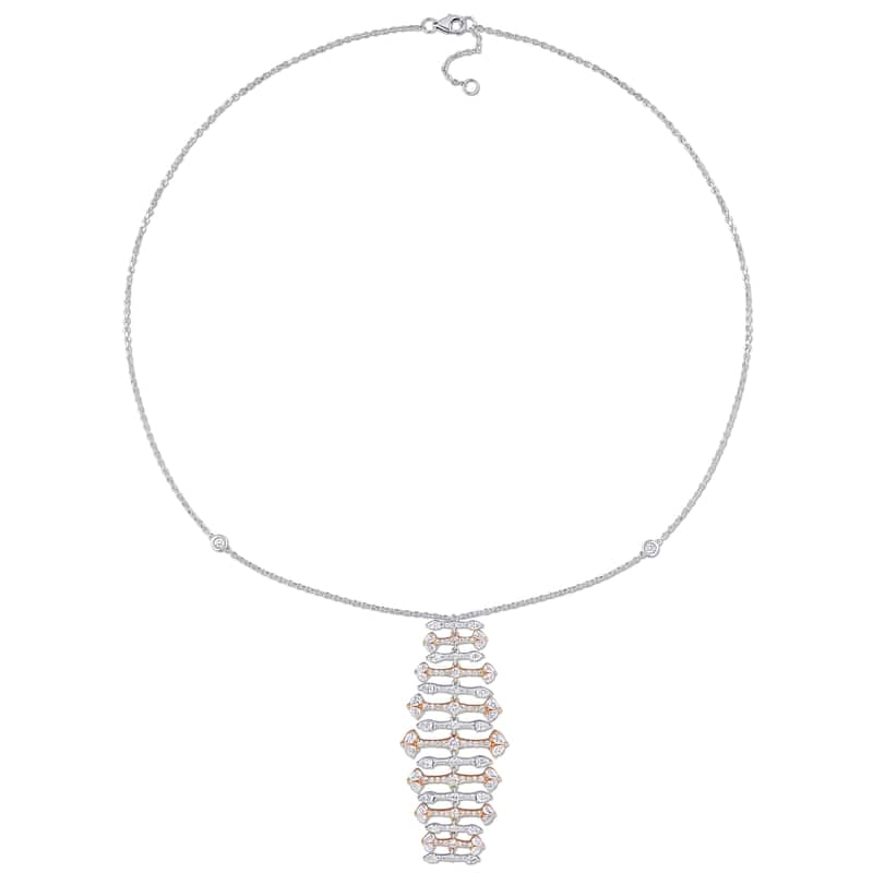 Miadora 3 1/3ct Pear Shape Diamond Drop Necklace in 14k White and Rose Gold - 16 in.