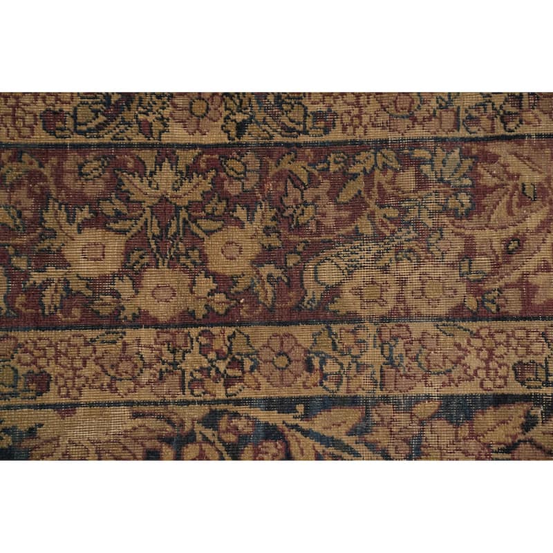 Hand Knotted Oriental 100% Wool Carpet Traditional Floral Red Kerman Area Rug - 10' 3'' X 4' 11''