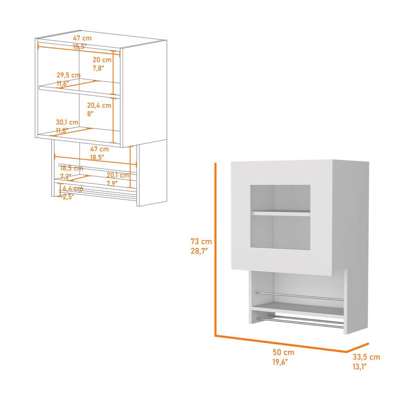Nolan White Spice and Towel Rack Kitchen Wall Cabinet