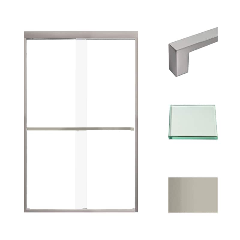 Transolid FBPT487608C-S 76" High x 47" Wide Bypass Frameless Shower - Brushed Stainless