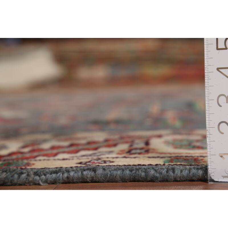 Gray Geometric Oushak Oriental Area Rug Handmade Wool Carpet - 7'9"x 9'11"