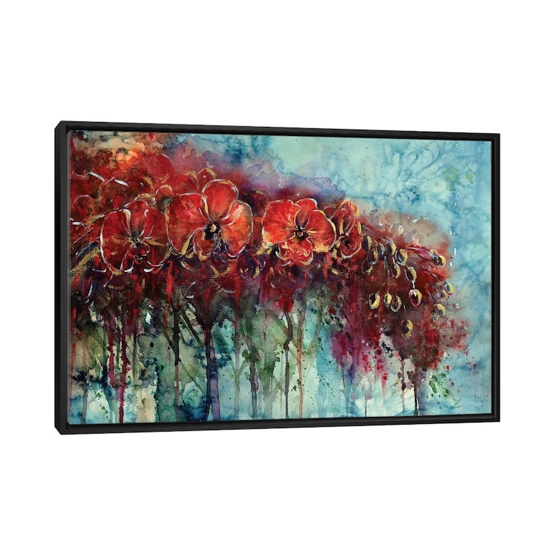 iCanvas "Red Orchids" by Zaira Dzhaubaeva Framed - Black - 26x40