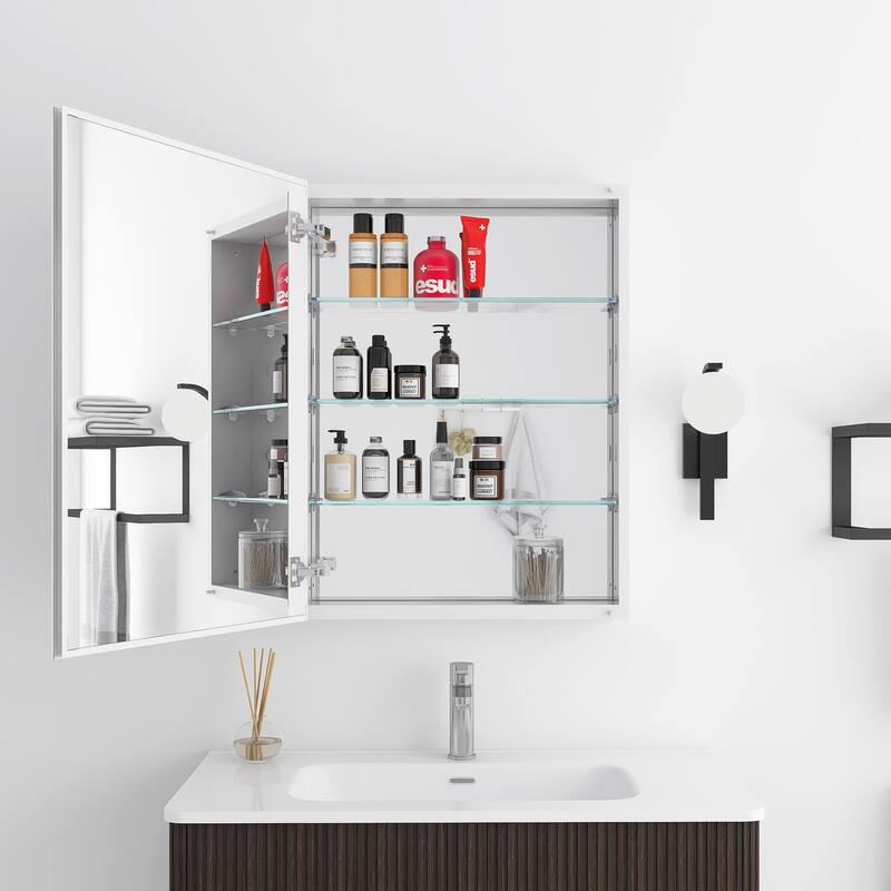 Rectangular Aluminum Medicine Cabinet with Mirror