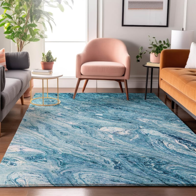 Premium Washable Super Soft Abstract Tamra Mayfield Rug - Sky - 9' x 12' - Rectangle