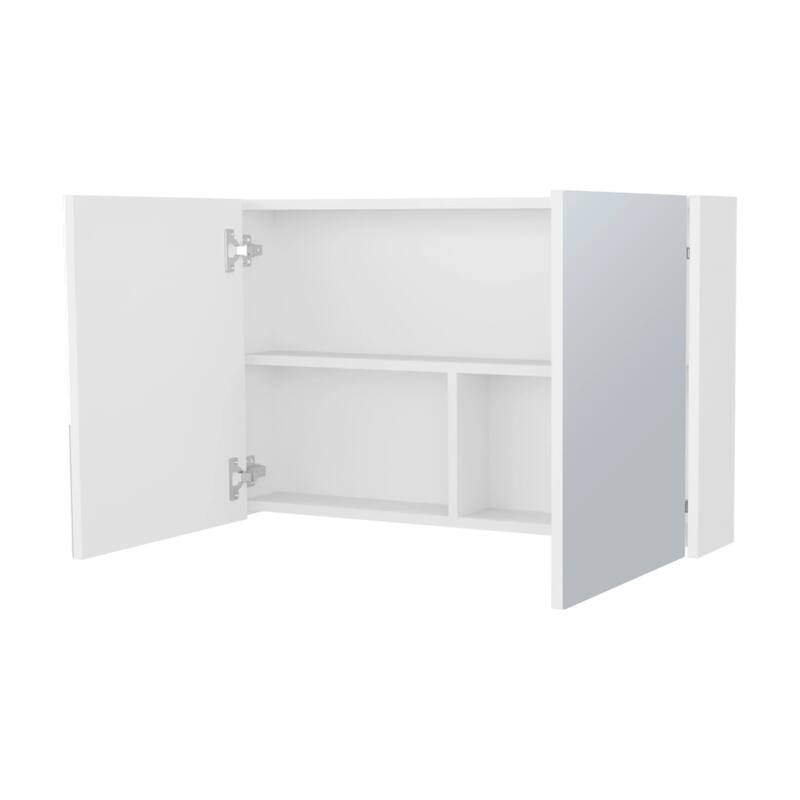 Wall-Mounted Medicine Cabinet with Two Mirrors and Three Shelves, Black Finish, Space-Saving Storage