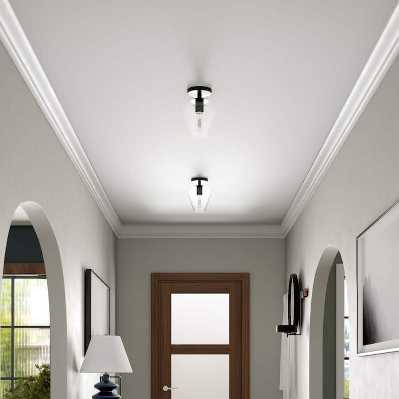 Remy 7" Wide Semi Flush Mount with Glass Shade