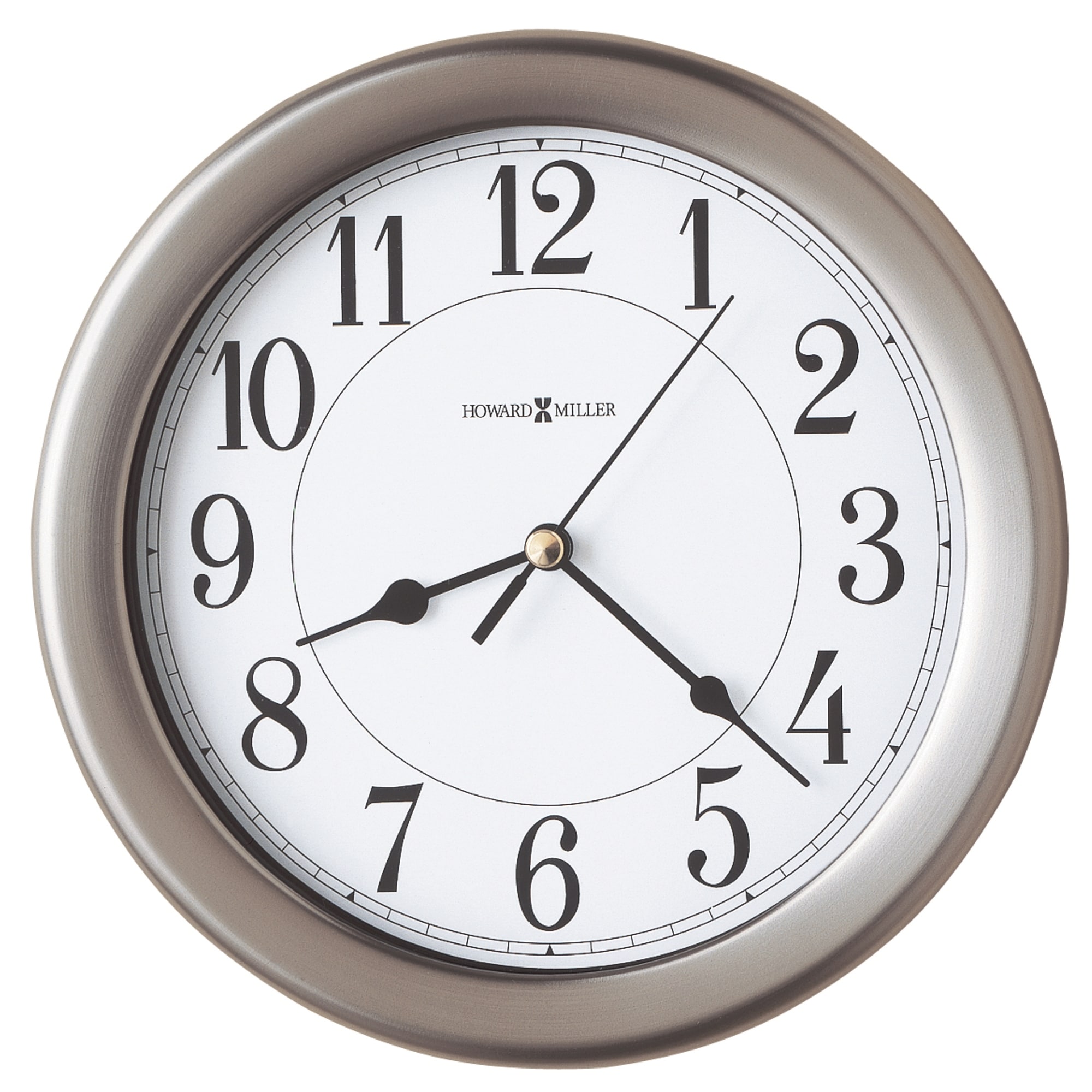 Howard Miller Office Mate 8.5" Brushed Nickel Wall Clock with Large Numbers
