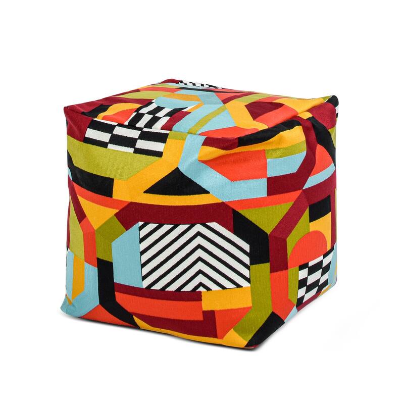 Pouf 23" Luxury Oversized Embroidery Bean Bag Cube Ottoman