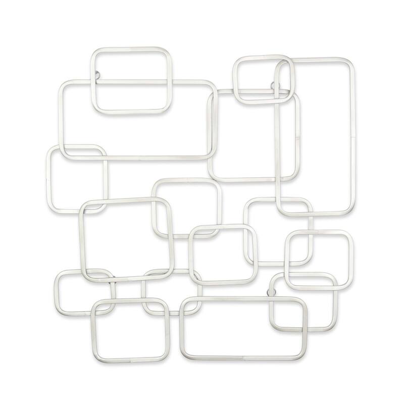 Curved Square Abstract Wall Art - 26.75" - Silver