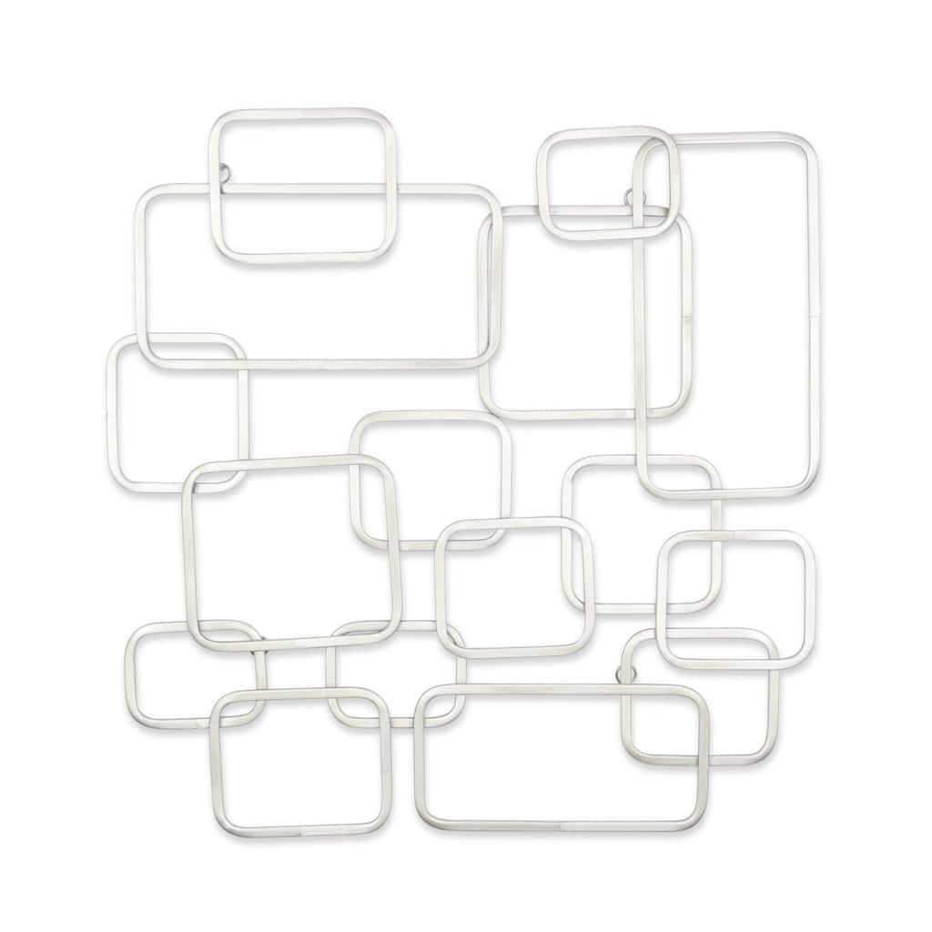 Curved Square Abstract Wall Art - 26.75" - Silver