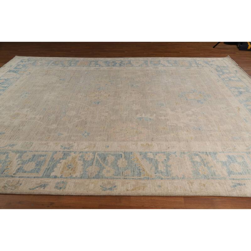 Vegetable Dye Oushak Turkish Area Rug Handmade Wool Carpet - 8'10"x 11'11"