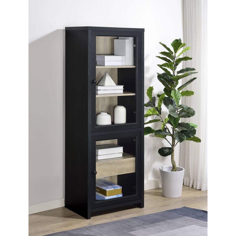 Denison 67-Inch 2-Door Media Tower Storage Cabinet Black