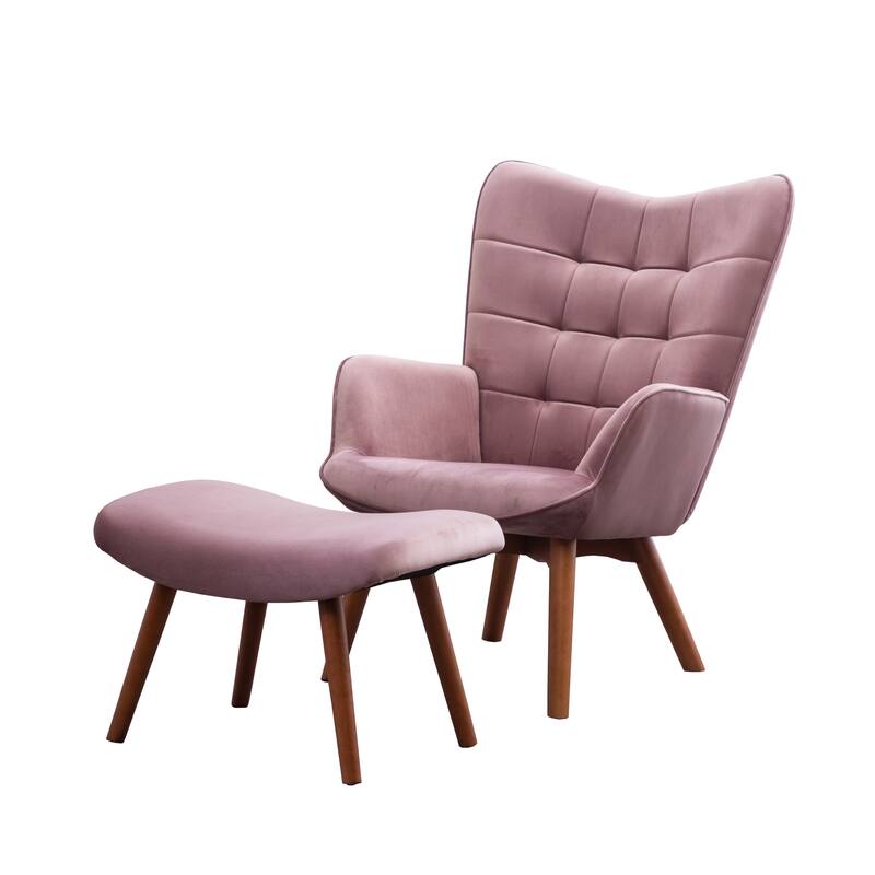 Mauve 33" Polyester Button Tufted Accent Chair