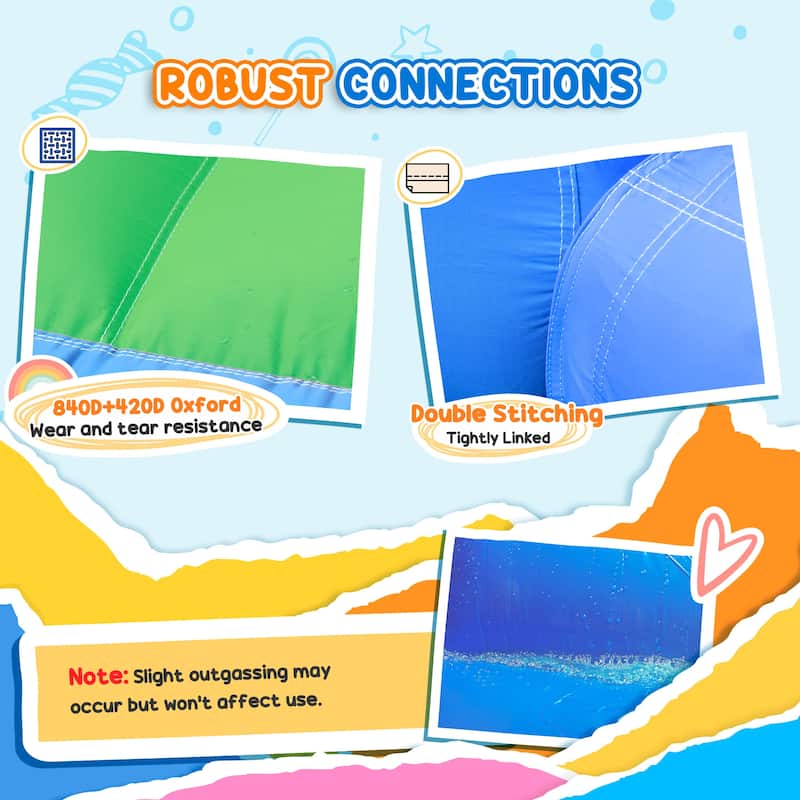 5 in 1 Inflatable Water Park for Kids with Slide Splash Pools Trampoline Basketball Hoop Durable Oxford Fabric