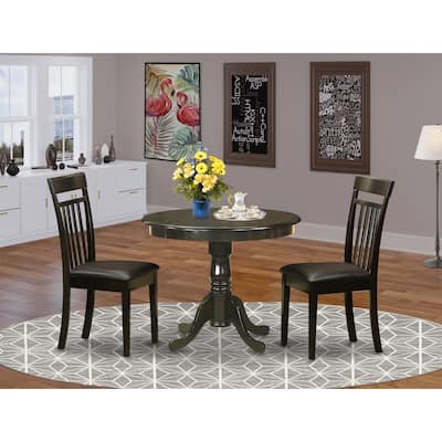 Round Kitchen Dining Table Set - Small Table with 4 Chairs - Cappuccino Finish