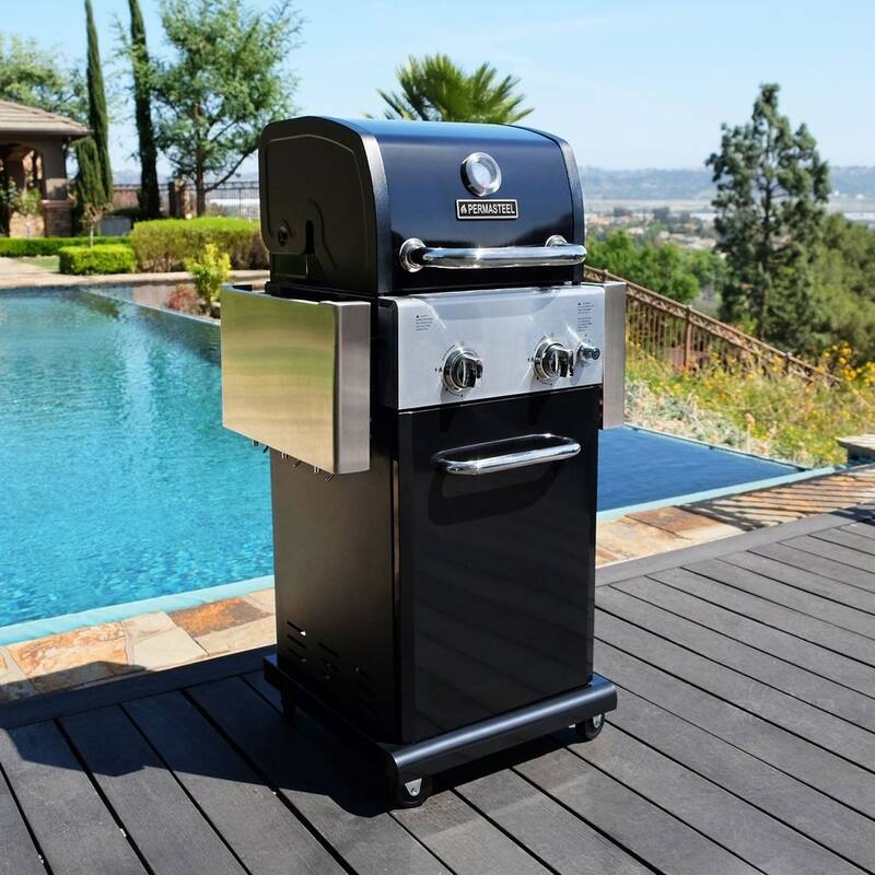Permasteel 2-Burner Propane Gas Grill with Foldable Side Shelves