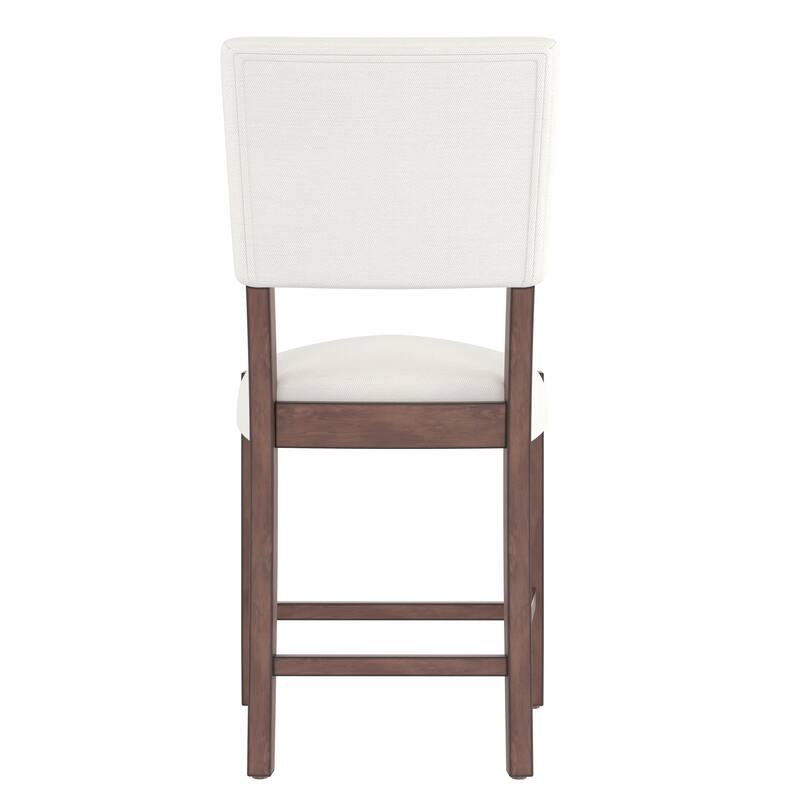 Roomfitters 3-Piece Counter Height Dining Table Set for 2, Faux Marble Bar Table with 2 Upholstered Chairs, Beige + Brown