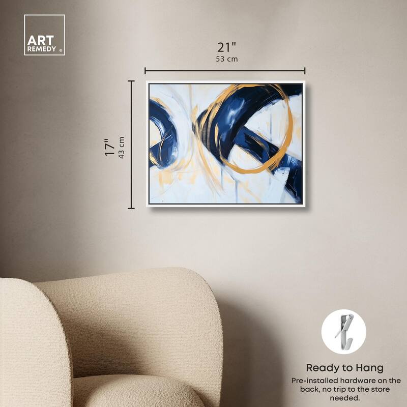 Navy and Gold Rings II Canvas by Art Remedy