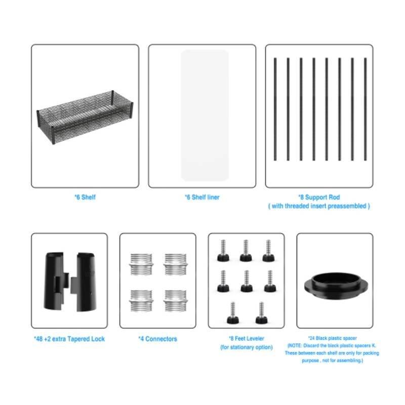 2 Pack 3 Tier NSF metal shelving with lining