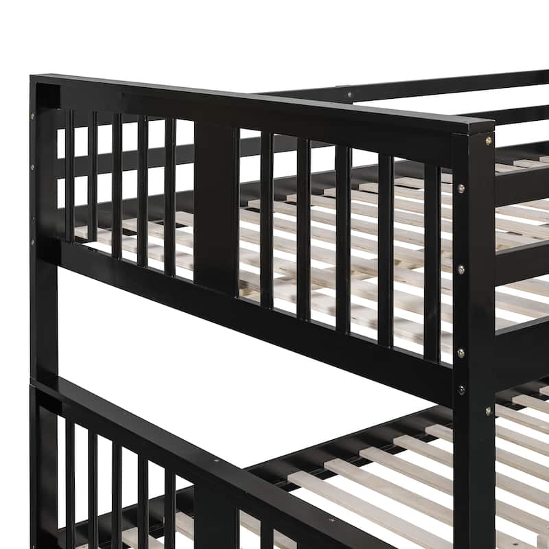 Solid Pine Full Size Bunk Bed with Ladder, Headboard and Footboard, for Bedroom or Guest Room