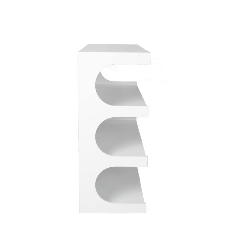 Multifunctional 4-Tier White Book Shelf & Coffee Table, Creative Furniture Floor Bookshelf, Minimalist Organizer Storage Shelves