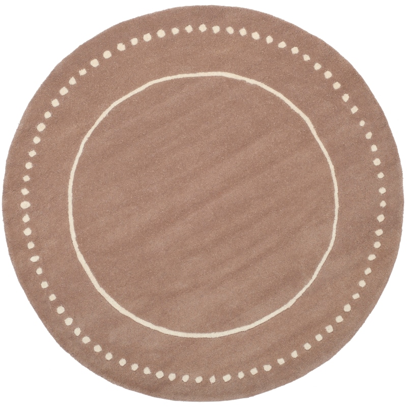 SAFAVIEH Handmade Bella Alverta Dotted Border Wool Rug - 3' x 3' Round - Beige/Ivory