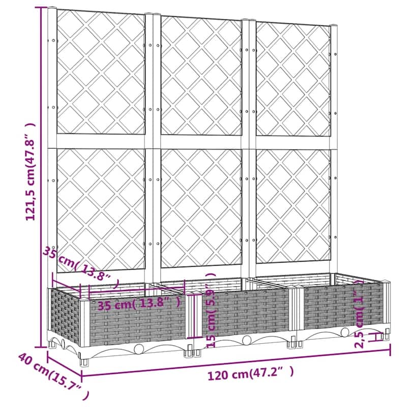 vidaXL Garden Planter with Trellis Plant Pot Flower Box Raised Bed Outdoor PP