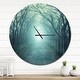 preview thumbnail 7 of 7, Designart 'Fall Forest Path with Green Light' Oversized Traditional Wall CLock