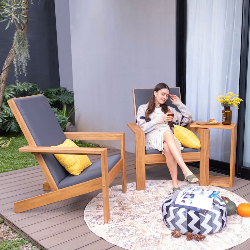 Cambridge Casual Napa Teak Wood Outdoor Adirondack Chairs with Padded Seat (Included Patio Cover)