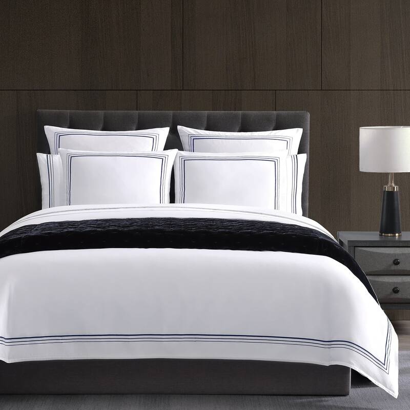 HiEnd Accents 100% Cotton Hotel Luxury Embroidered Border Duvet Cover Set, 3PC