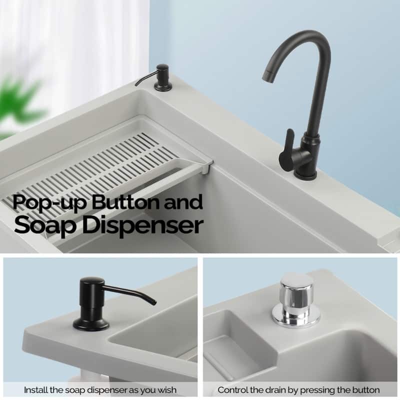 40 In.W Utility Sink Washing Room Sink Big Laundry Tub With Faucet - N/A
