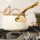 preview thumbnail 8 of 7, Bloomhouse 3 Quart Heavy Duty Aluminum Premium PFA Free Ceramic Nonstick Saucepan with Lid - Linen White with Gold Handle