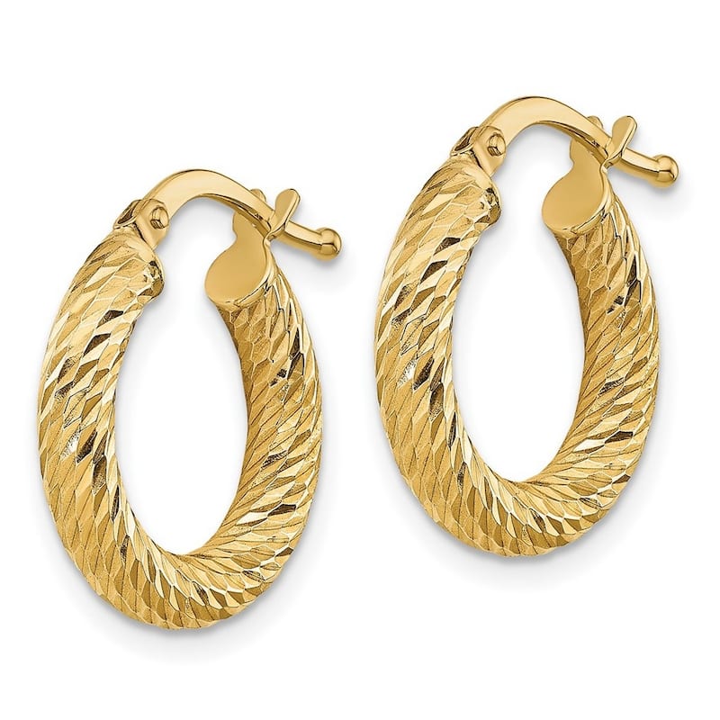 Curata 14k Yellow Gold Sparkle Cut Round Hoop Earrings - 17.75x16mm