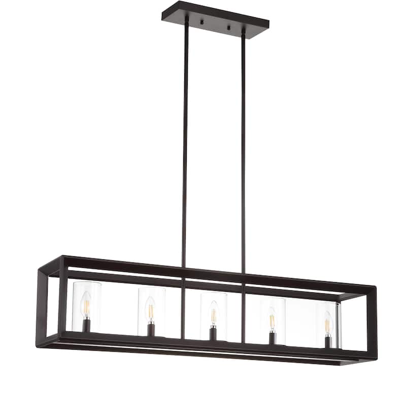 Anna Linear Metal/Glass LED Pendant, Oil Rubbed Bronze by JONATHAN Y