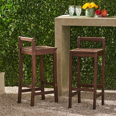 Riviera Outdoor Pation 30-inch Acacia Wood Barstools by Christopher Knight Home (Set of 2)