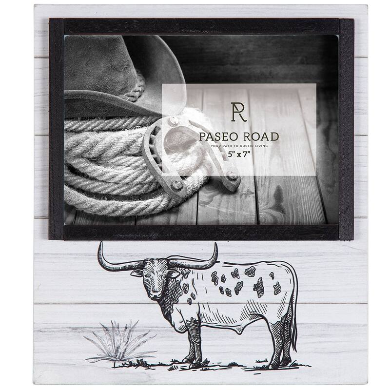 Paseo Road by HiEnd Accents Ranch Life Picture Frame, 5"x7", Steer