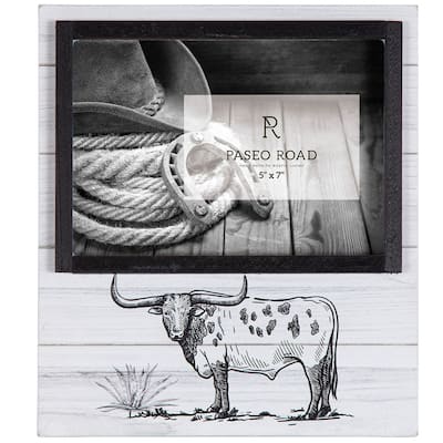 Paseo Road by HiEnd Accents Ranch Life Picture Frame, 5"x7", Steer