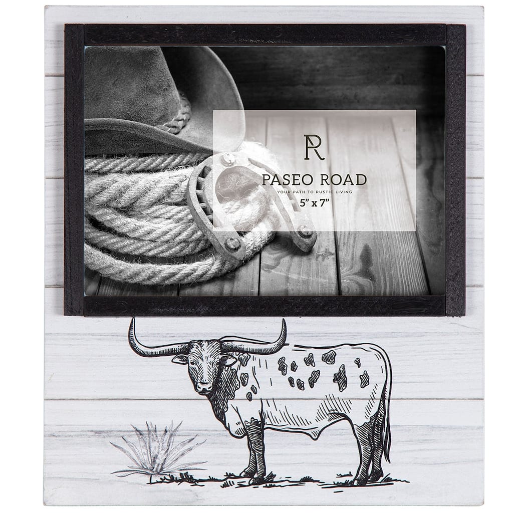 Paseo Road by HiEnd Accents Ranch Life Picture Frame, 5"x7", Steer